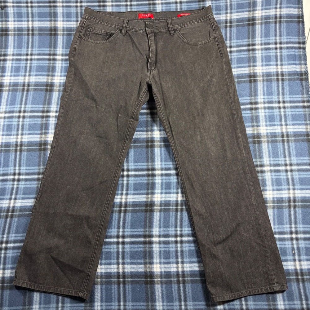 Guess Rowland Fit Relaxed Straight Jeans Mens 38x30 Faded Black 100% Cotton